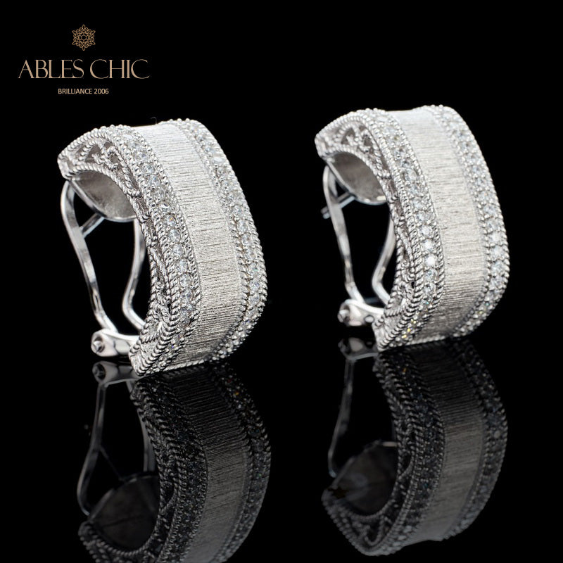 Boucles d'oreilles géométrie motif soie 6139