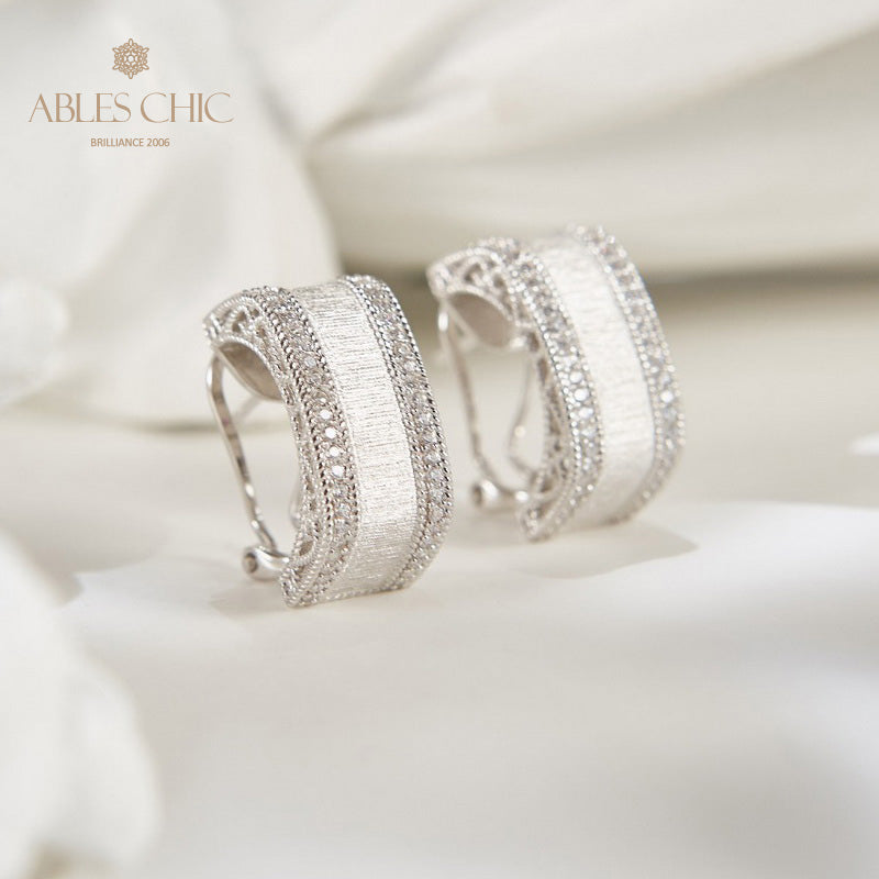 Boucles d'oreilles géométrie motif soie 6139