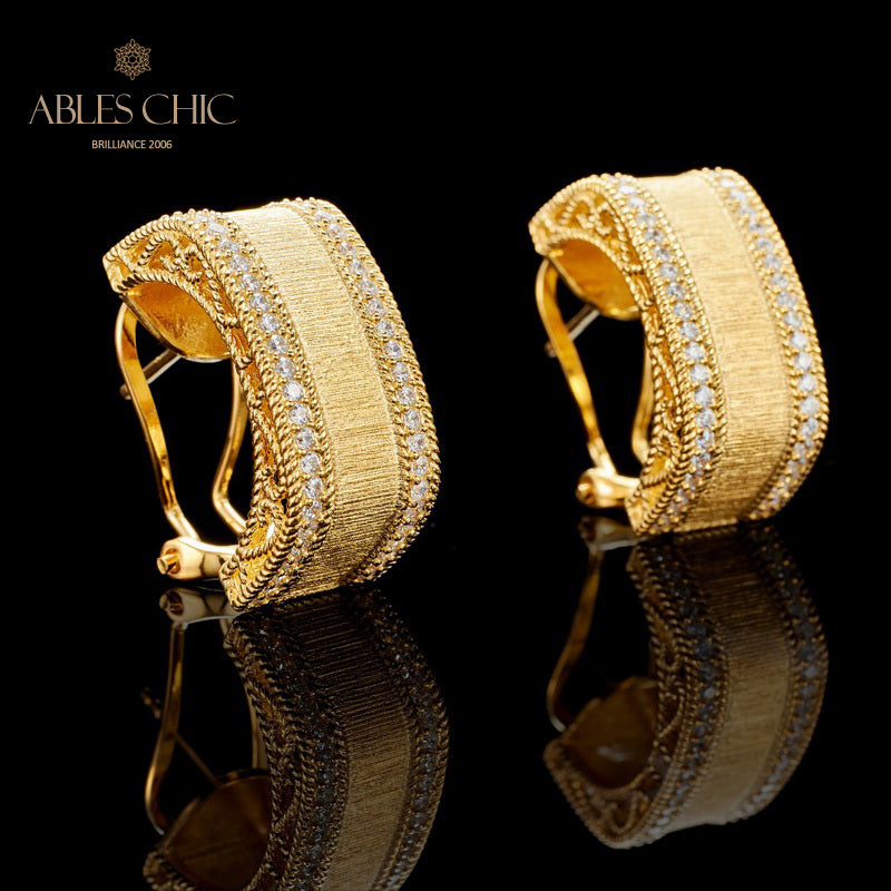 Boucles d'oreilles géométrie motif soie 6139