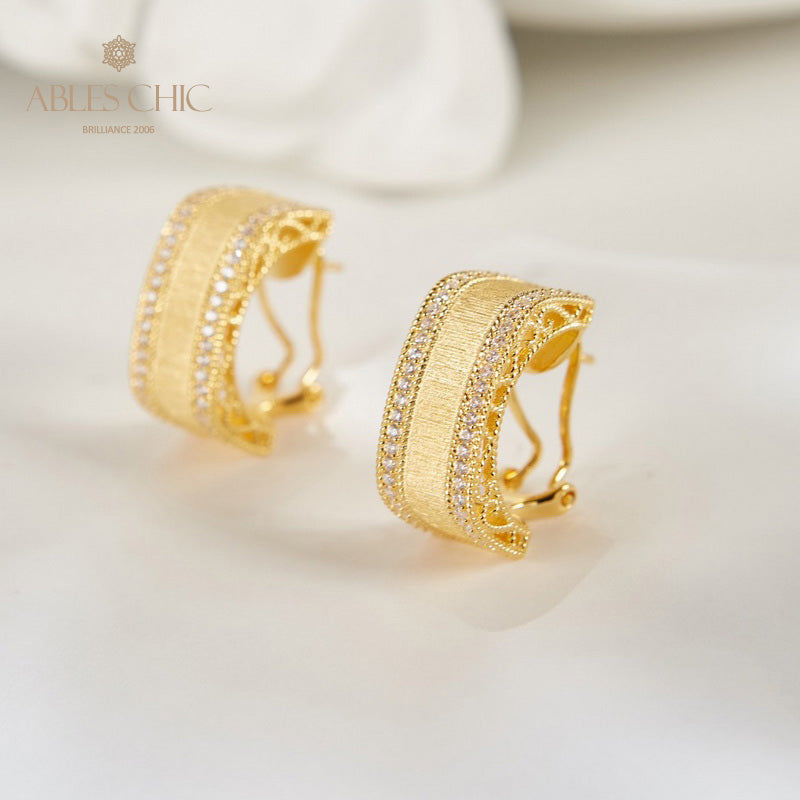 Boucles d'oreilles géométrie motif soie 6139