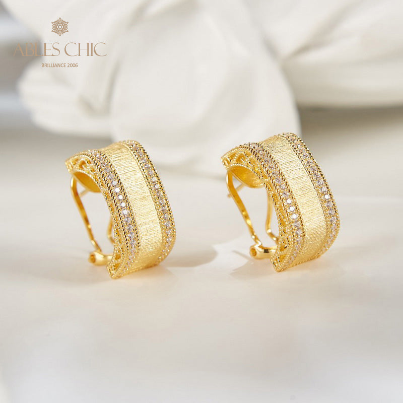 Boucles d'oreilles géométrie motif soie 6139