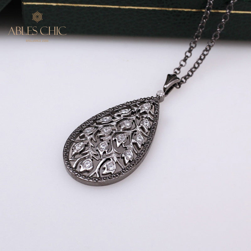 Collier en forme de goutte de boutons de rose 5275