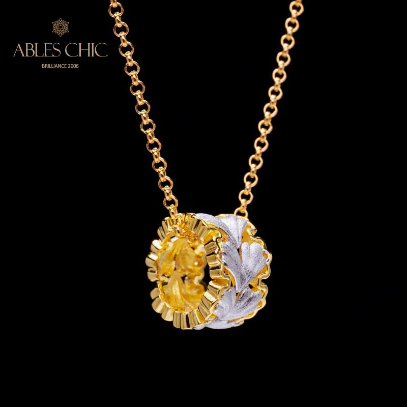Collier nid d'abeille feuille filigrane 5807