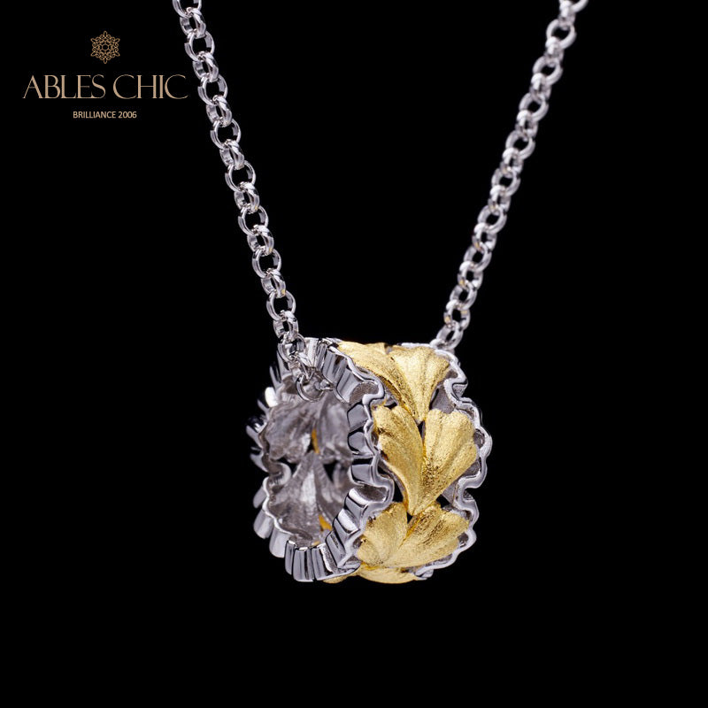 Collier nid d'abeille feuille filigrane 5807