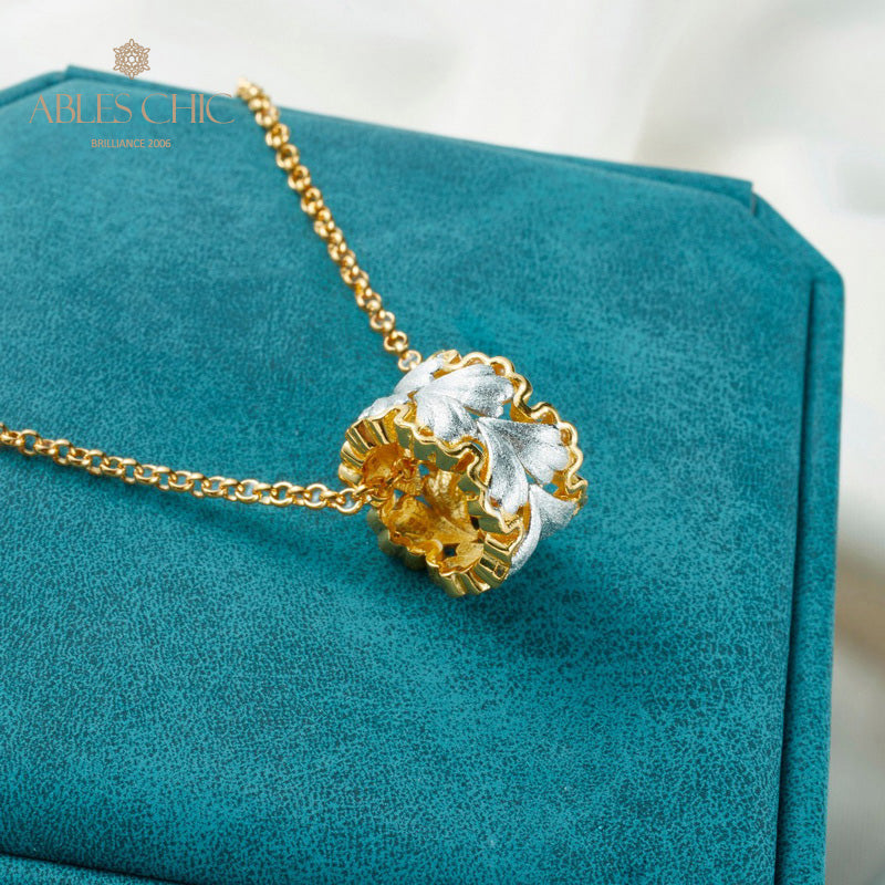 Collier nid d'abeille feuille filigrane 5807