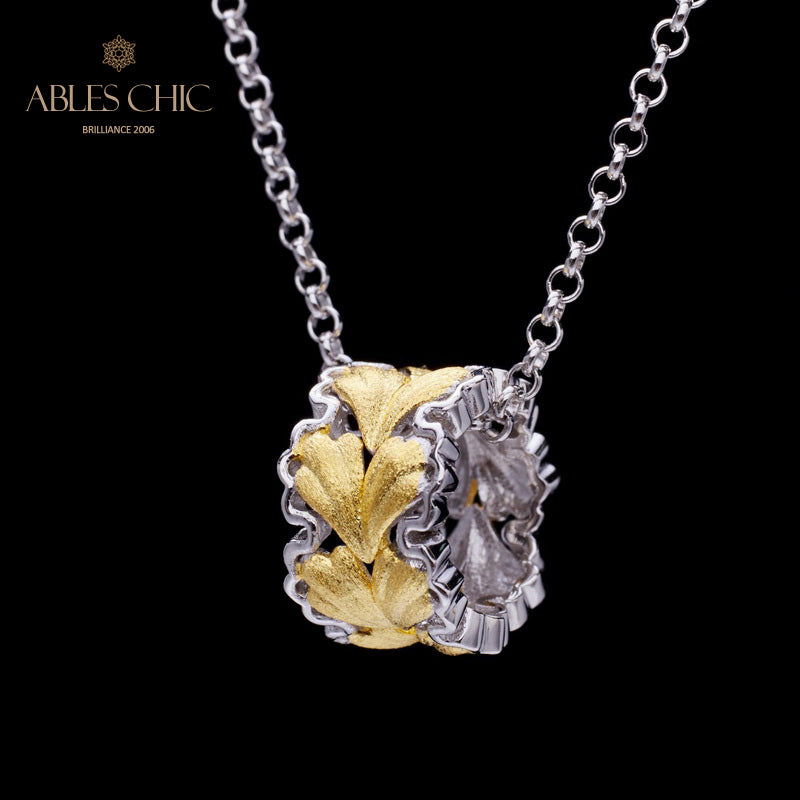 Collier nid d'abeille feuille filigrane 5807