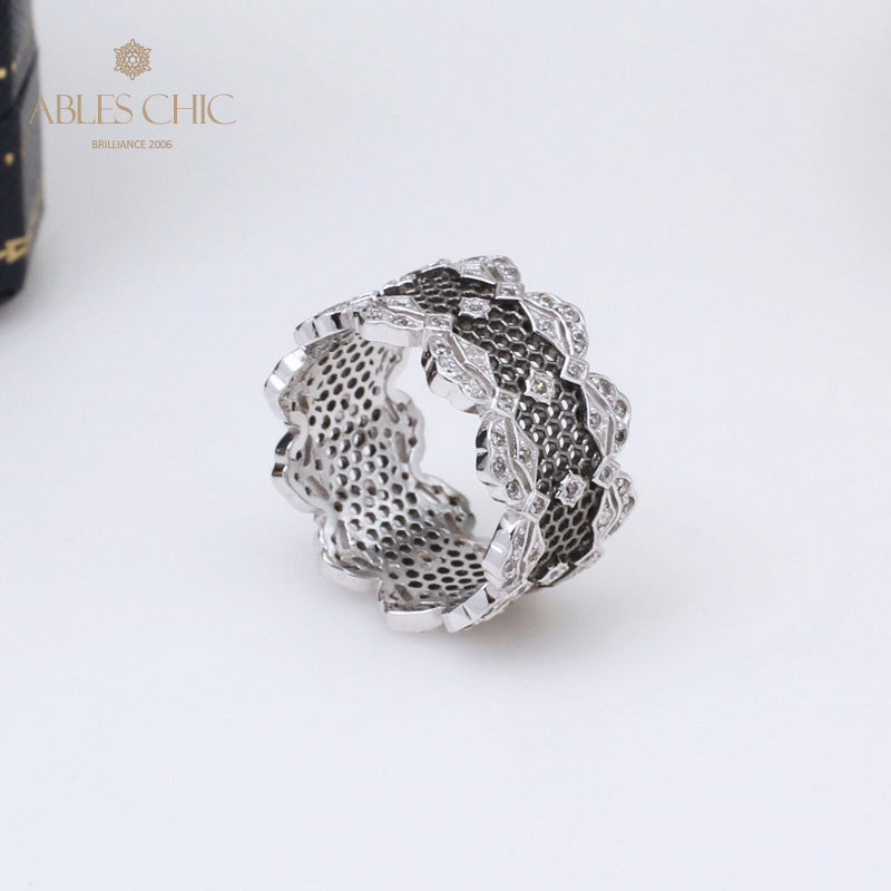 Bague Aérée en Dentelle Pétales de Rose 5068