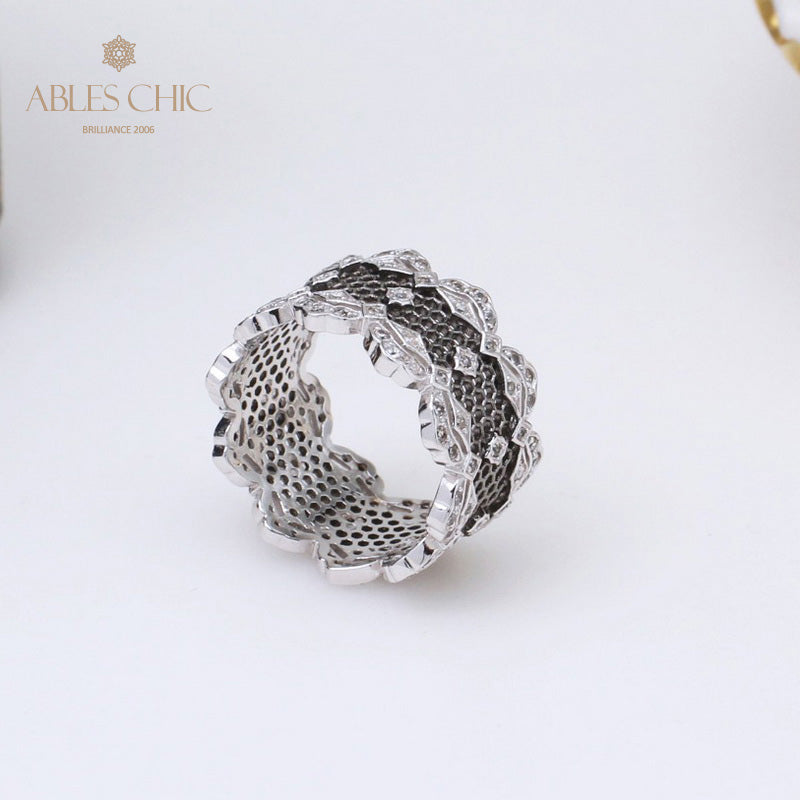 Bague Aérée en Dentelle Pétales de Rose 5068