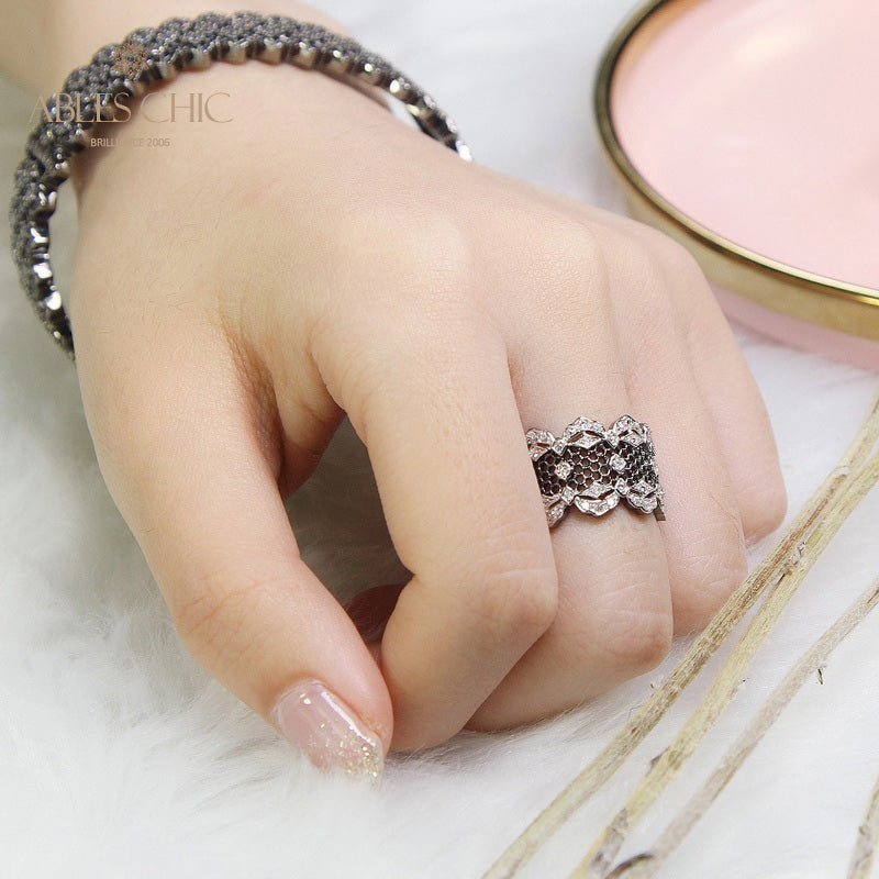 Bague Aérée en Dentelle Pétales de Rose 5068
