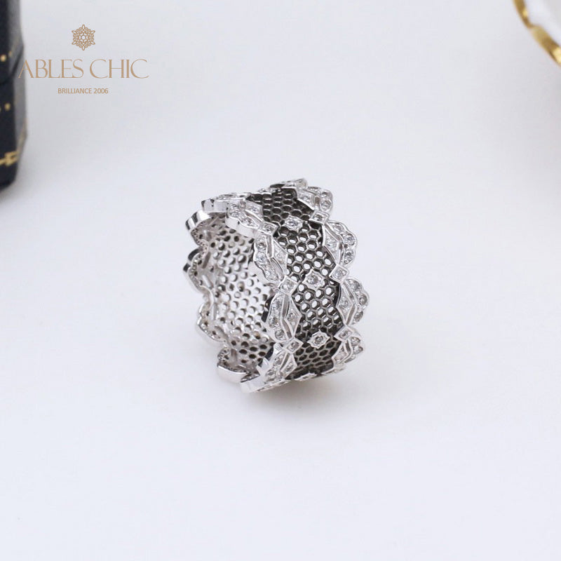 Bague Aérée en Dentelle Pétales de Rose 5068