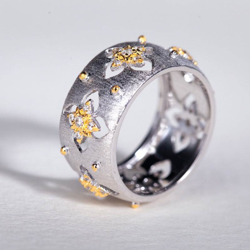 Bague florale trèfles soyeux CZ 5571