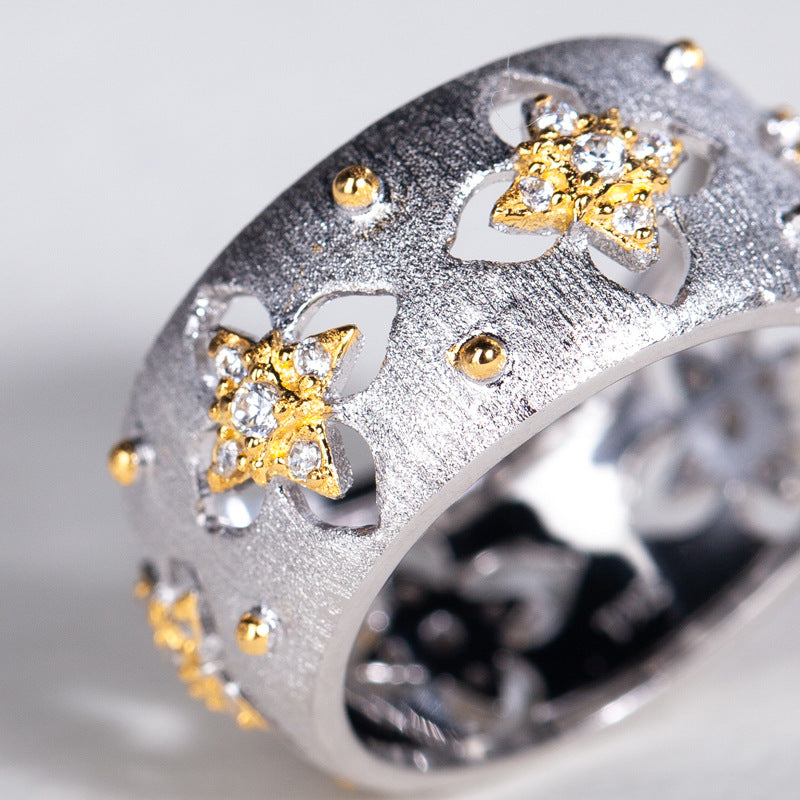 Bague florale trèfles soyeux CZ 5571