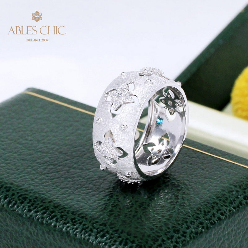 Bague florale trèfles soyeux CZ 5571