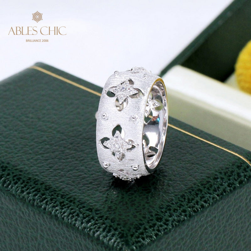 Bague florale trèfles soyeux CZ 5571