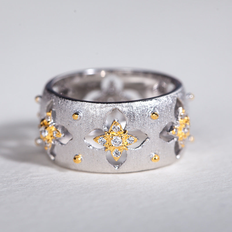 Bague florale trèfles soyeux CZ 5571