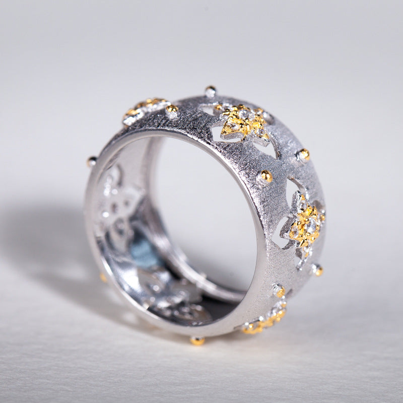 Bague florale trèfles soyeux CZ 5571