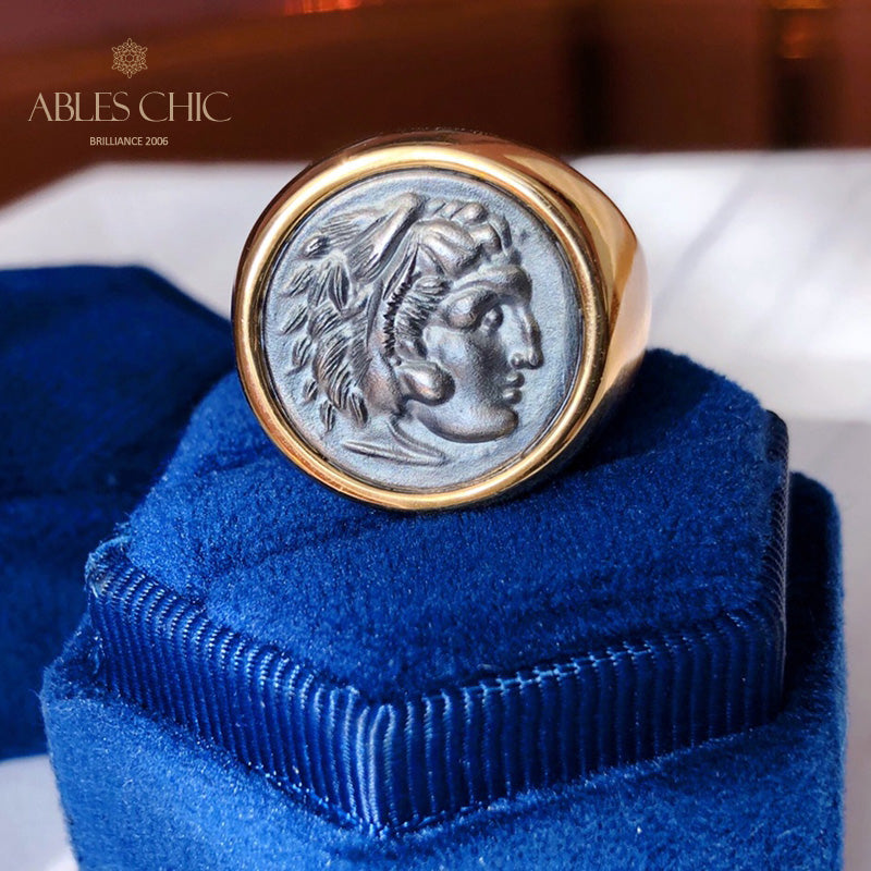 Anneau ouvert de pièce de monnaie grecque Zeus 6021