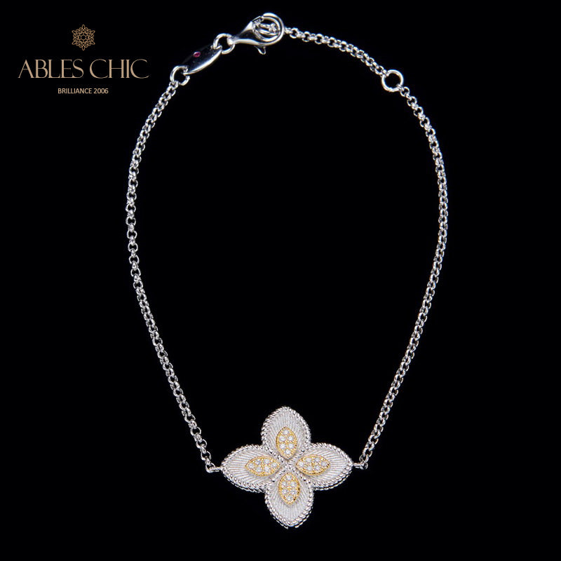 Bracelet trèfle élément en tissu 6127