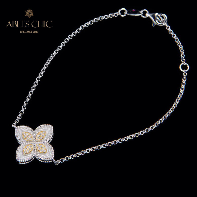 Bracelet trèfle élément en tissu 6127