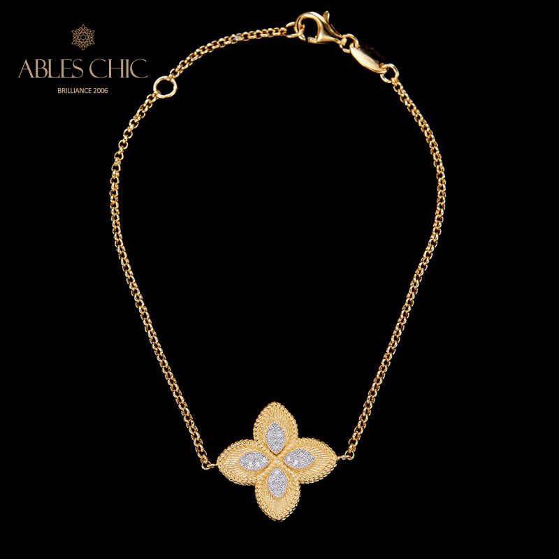 Bracelet trèfle élément en tissu 6127