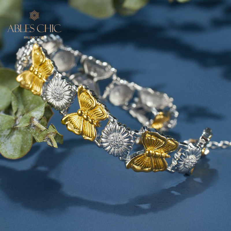 Bracelet papillon marguerite soyeuse 6054