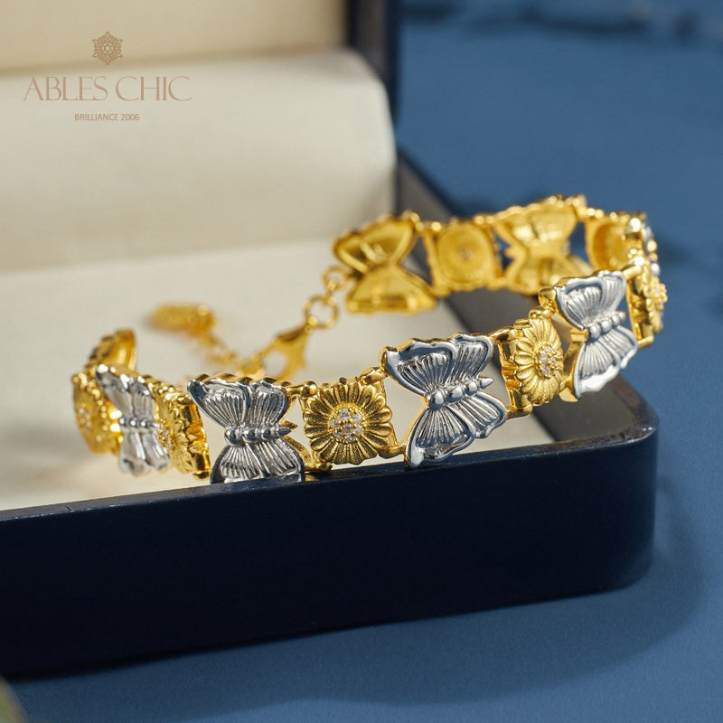 Bracelet papillon marguerite soyeuse 6054
