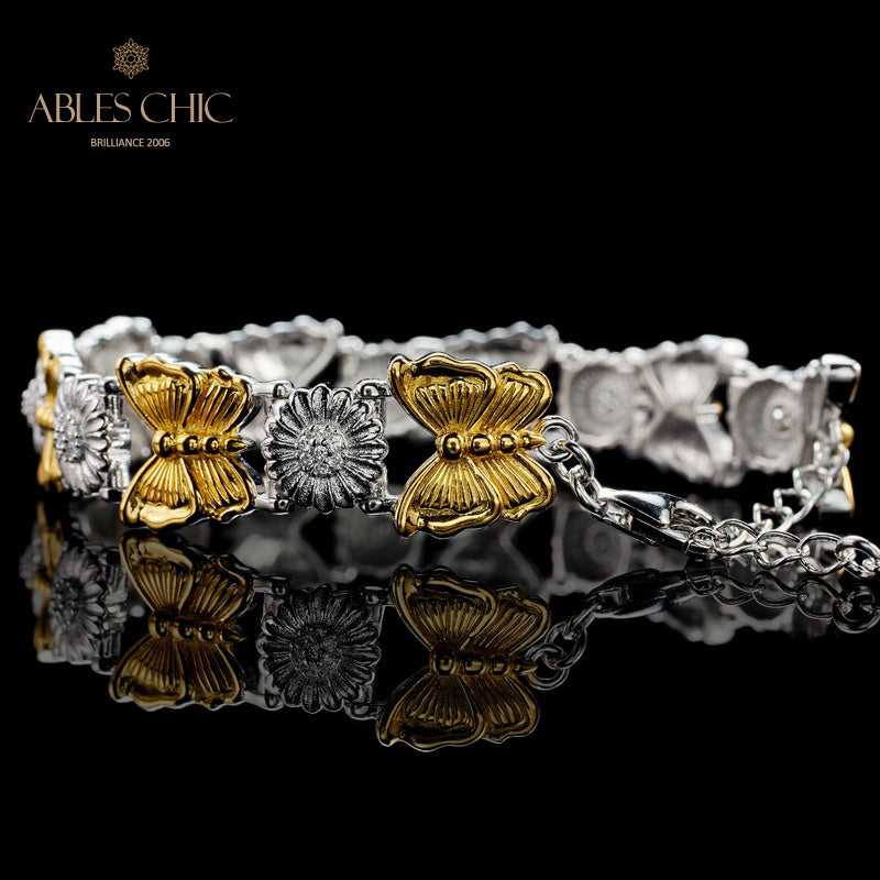 Bracelet papillon marguerite soyeuse 6054