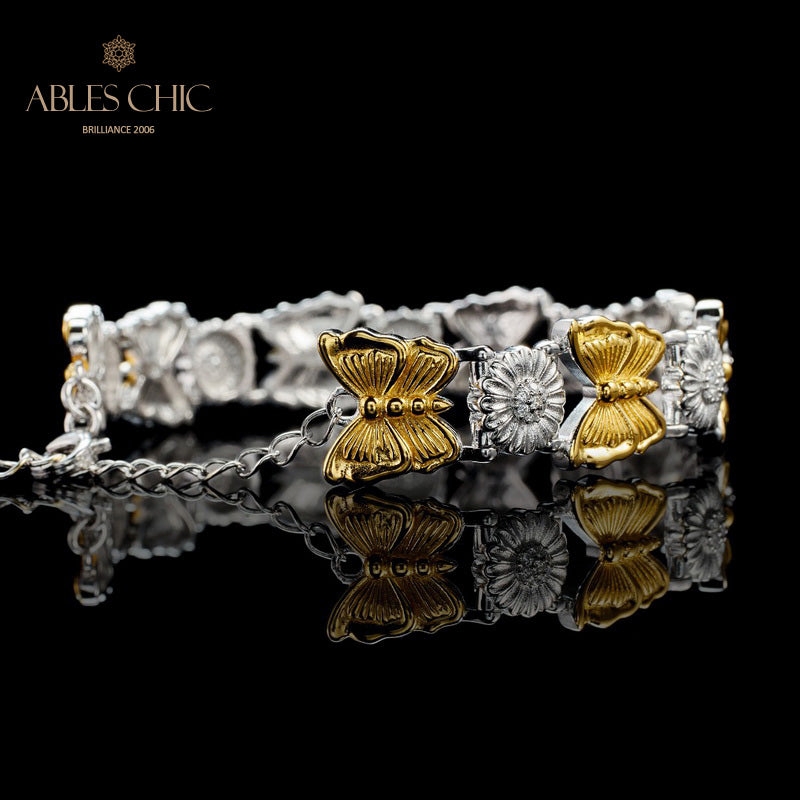 Bracelet papillon marguerite soyeuse 6054