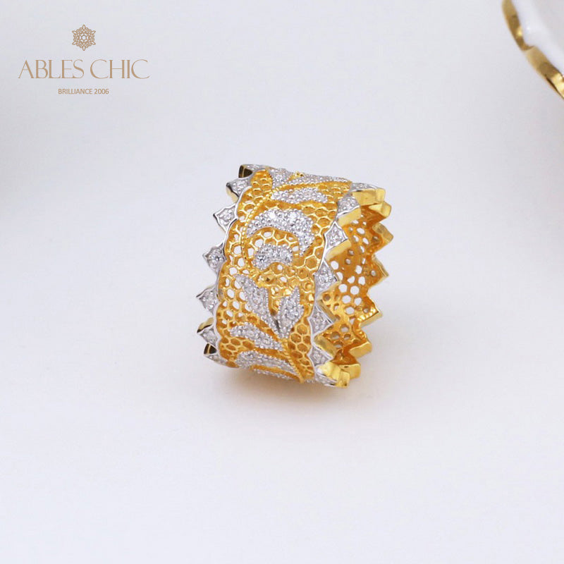 Bague florale en dentelle pétale de rose 5019