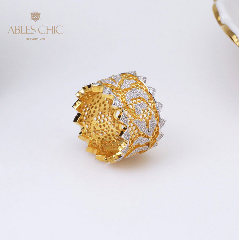Bague florale en dentelle pétale de rose 5019