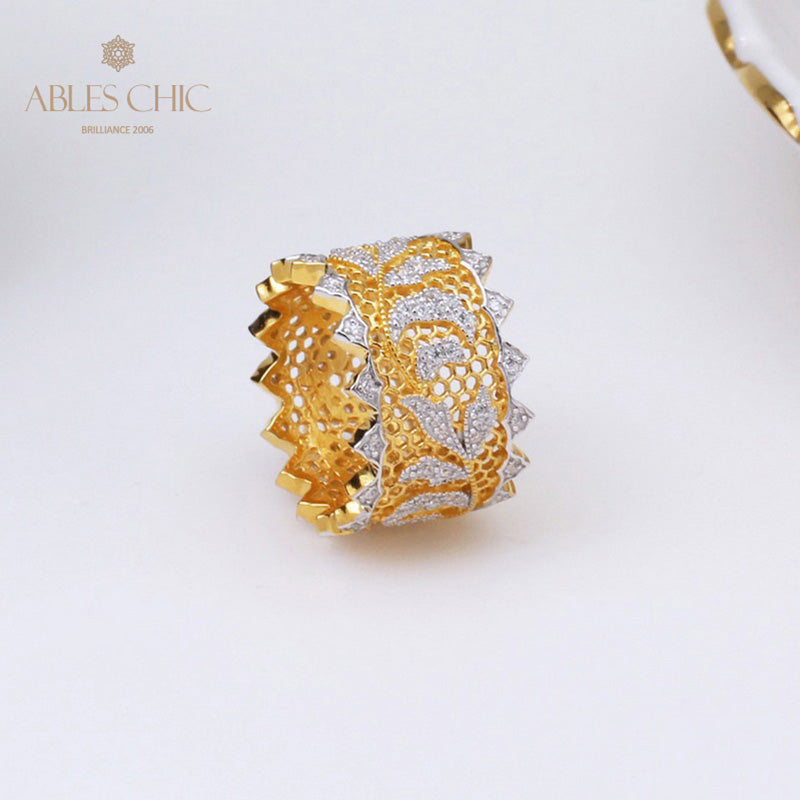Bague florale en dentelle pétale de rose 5019