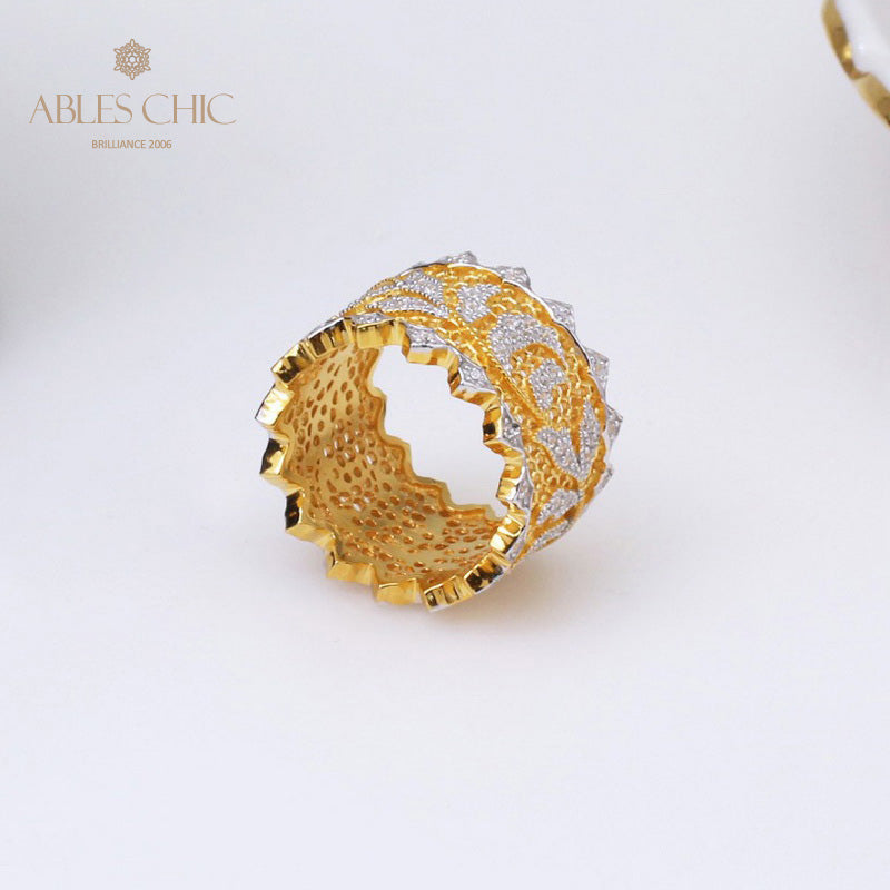 Bague florale en dentelle pétale de rose 5019