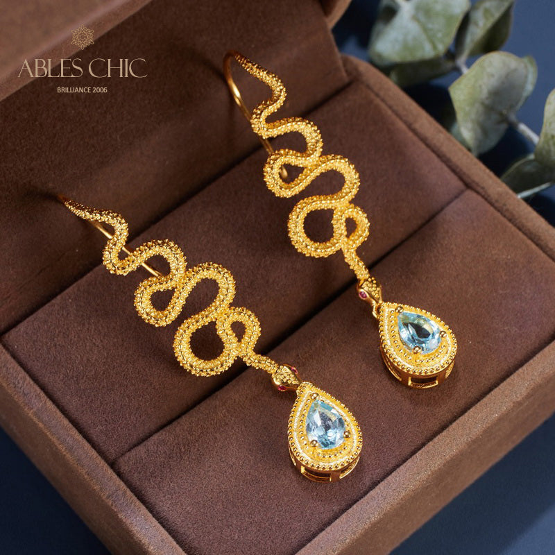 Boucles d'oreilles Topaze Serpent Crawlers 6049