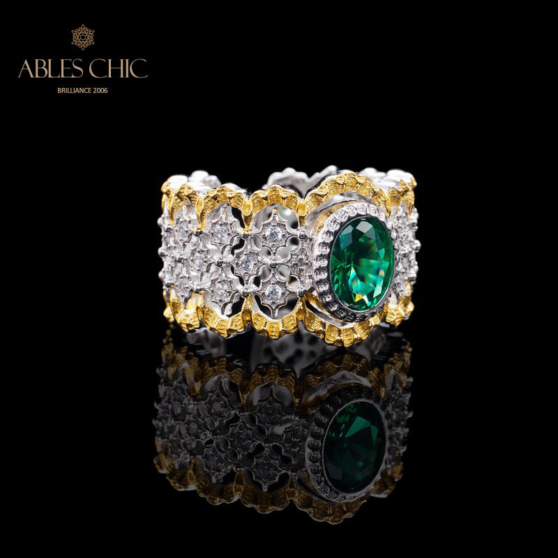 Bague florale en dentelle émeraude 6071