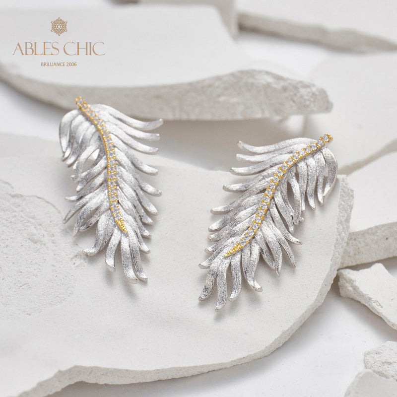 Boucles d'oreilles feuille de cyprès soyeuse 5960