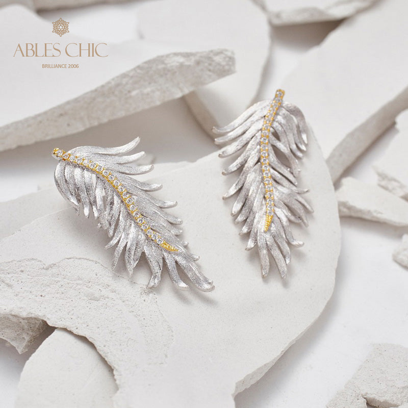 Boucles d'oreilles feuille de cyprès soyeuse 5960