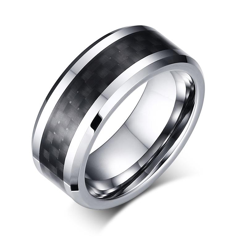 Carbon Fiber Inlay Tungsten Engagement Band Men's Ring Wholesale 8mm - Ables Mall