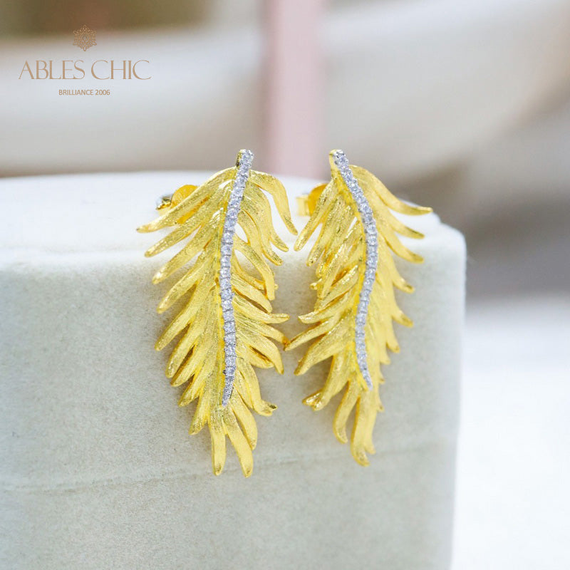 Boucles d'oreilles feuille de cyprès soyeuse 5960