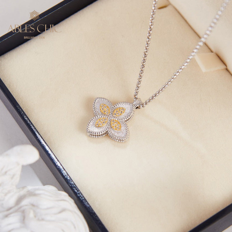 Collier trèfle pavé CZ 6126