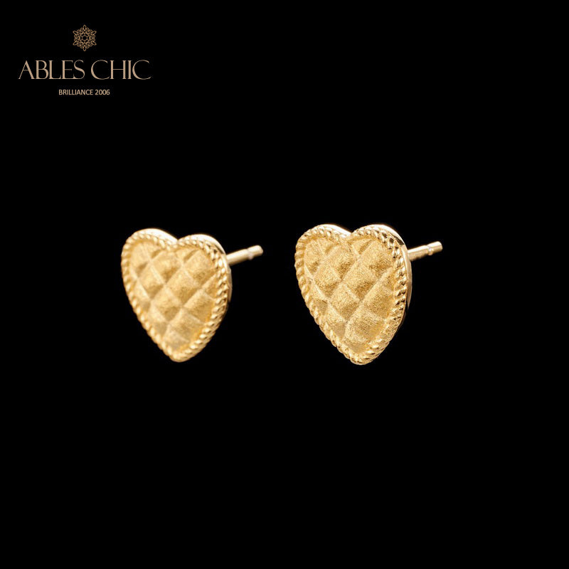 Boucles d'oreilles coeur motif tissu 6076