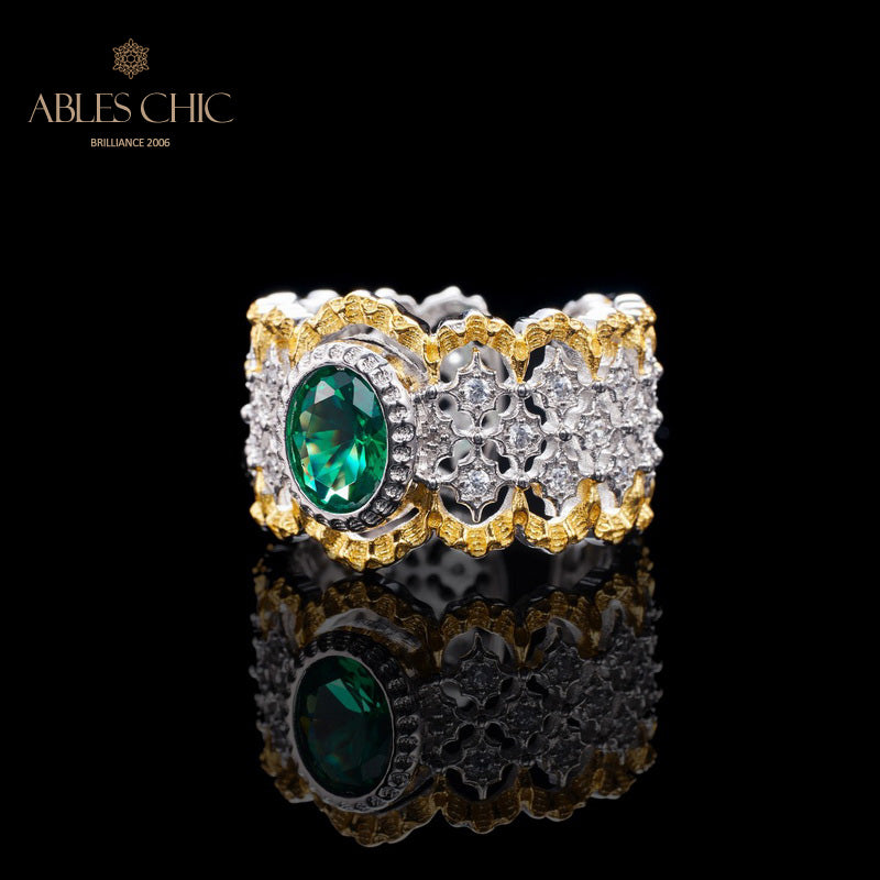 Bague florale en dentelle émeraude 6071