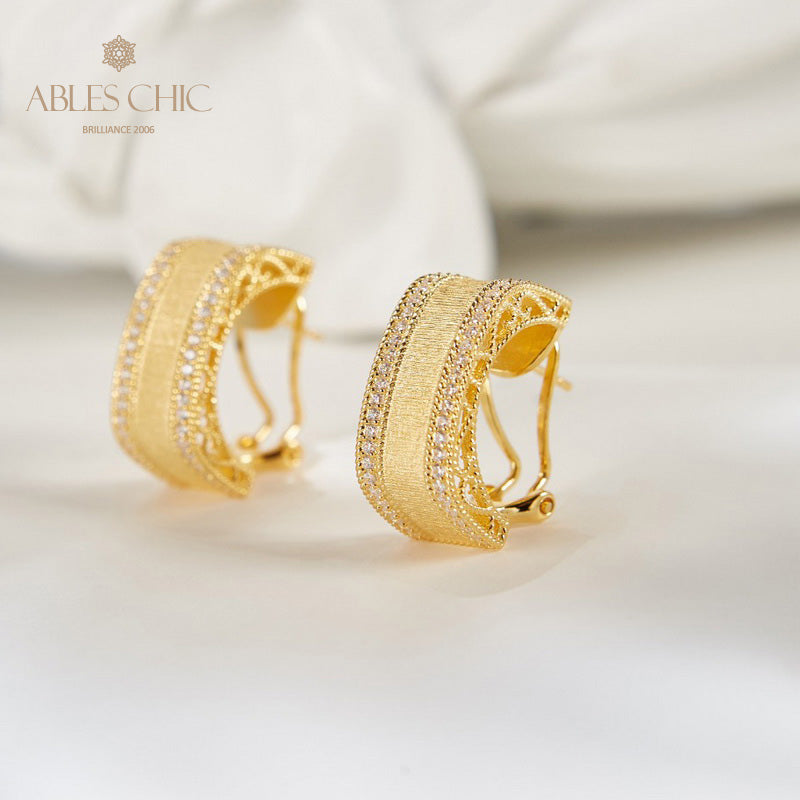 Boucles d'oreilles géométrie motif soie 6139