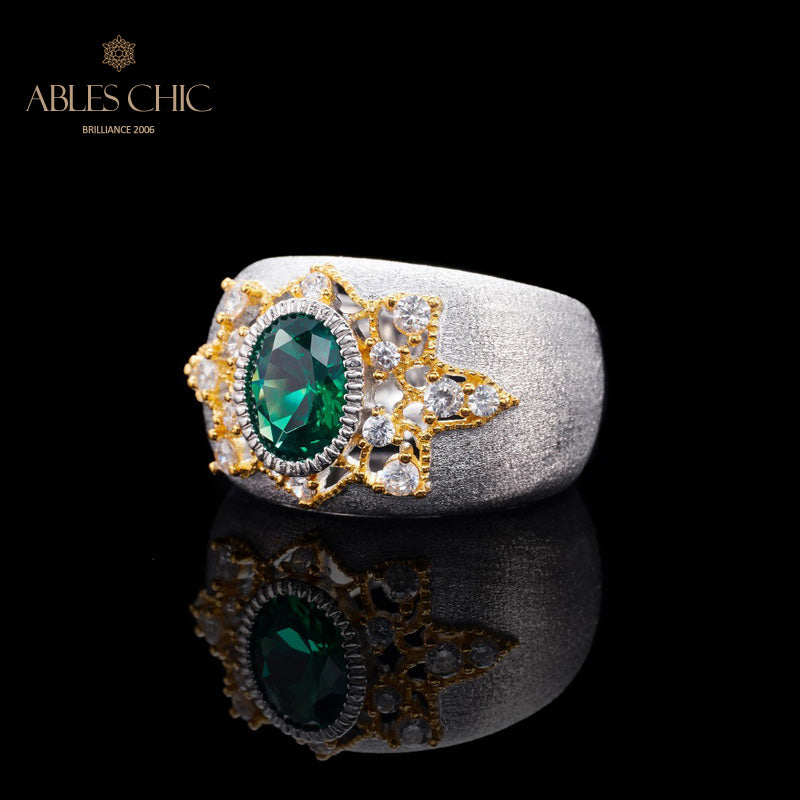 Bague soyeuse fleur d'émeraude 6067
