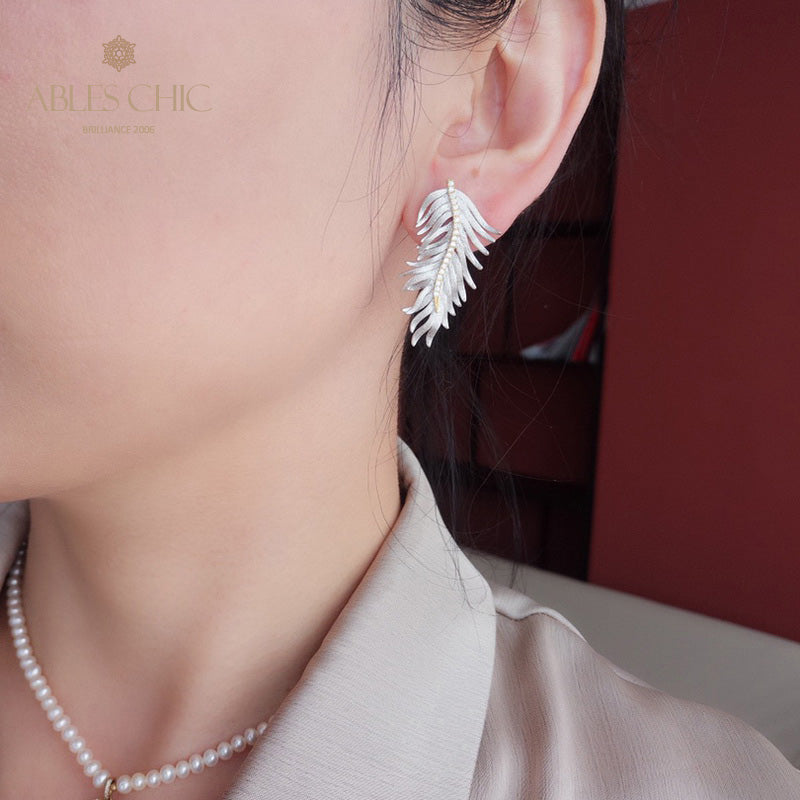 Boucles d'oreilles feuille de cyprès soyeuse 5960