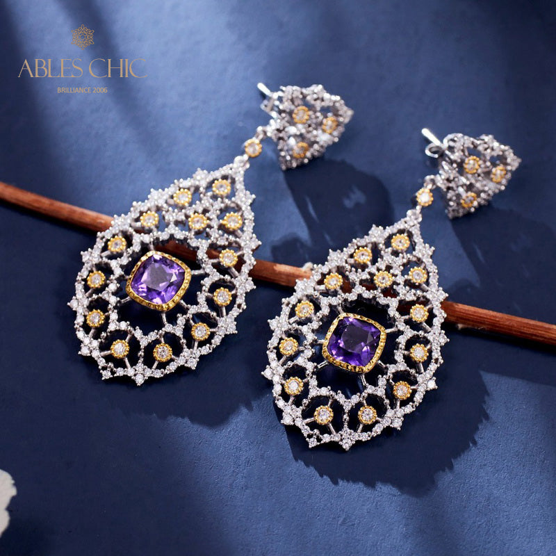 Boucles d'oreilles chandelier à tempérament floral 6025