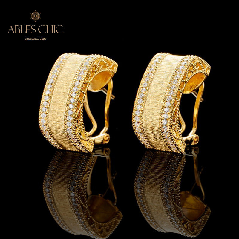 Boucles d'oreilles géométrie motif soie 6139