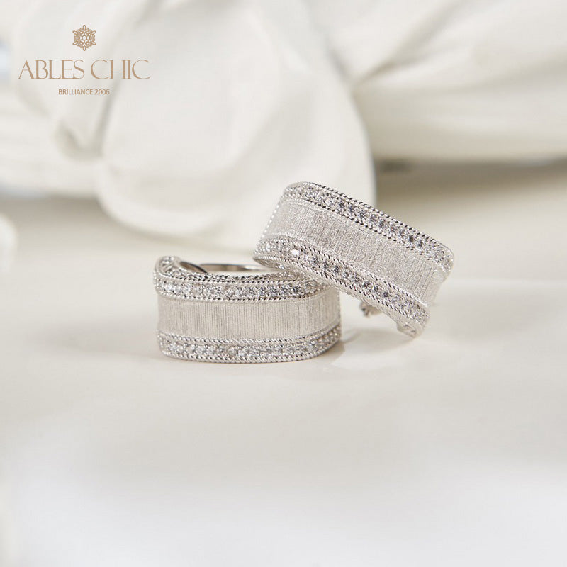 Boucles d'oreilles géométrie motif soie 6139