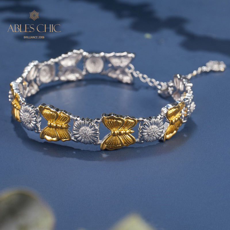 Bracelet papillon marguerite soyeuse 6054