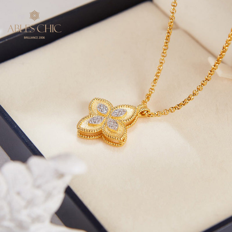 Collier trèfle pavé CZ 6126