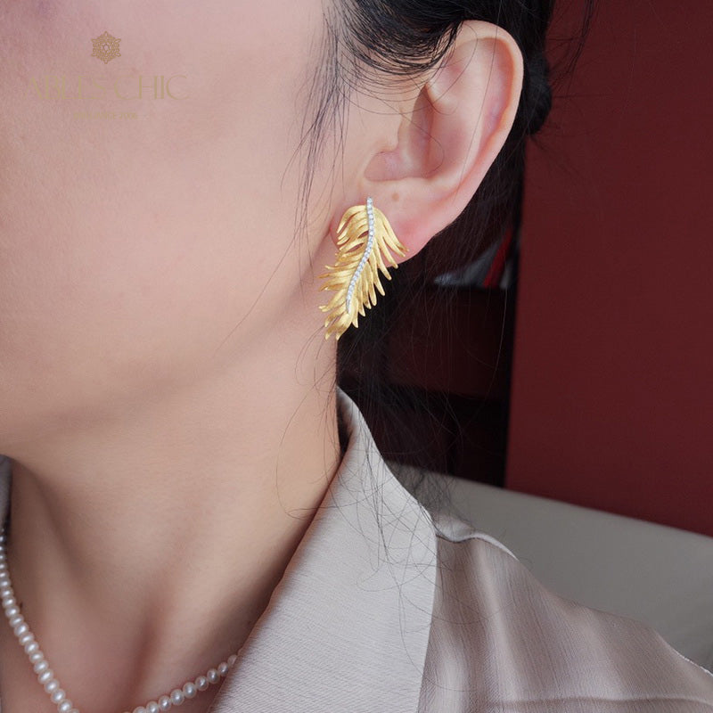 Boucles d'oreilles feuille de cyprès soyeuse 5960